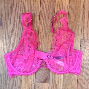 Pink lace demi bra